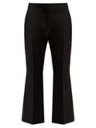 Matchesfashion.com Alexander Mcqueen - Kickback Cropped Wool Blend Trousers - Womens - Black