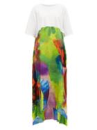 Matchesfashion.com Raey - Neon Tie Dye Print Silk And Cotton T Shirt Dress - Womens - Multi