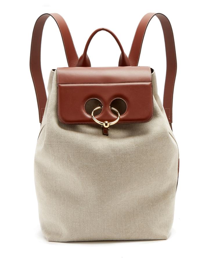 Jw Anderson Pierce Linen-canvas And Leather Backpack