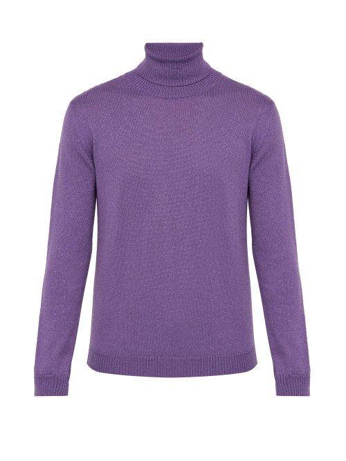 Matchesfashion.com Gucci - Roll Neck Metallic Wool Blend Sweater - Mens - Purple