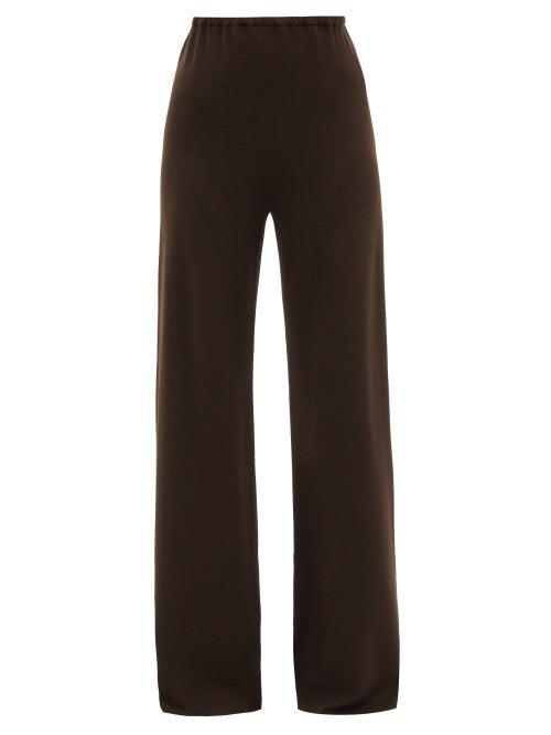 Ladies Rtw 16arlington - Mandrake Wool-blend Wide-leg Trousers - Womens - Dark Brown