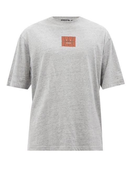 Acne Studios - Exford Face-patch Cotton-blend Jersey T-shirt - Mens - Grey