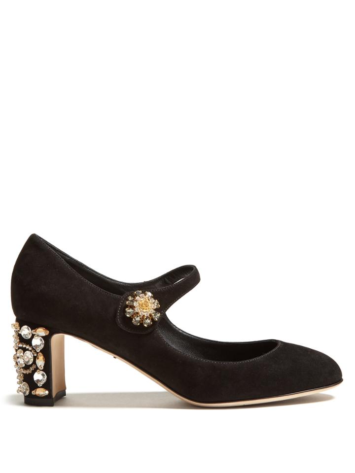 Dolce & Gabbana Crystal-heel Suede Pumps