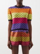 Gucci - Gg-intarsia Striped Cotton-blend Sweater - Womens - Multi