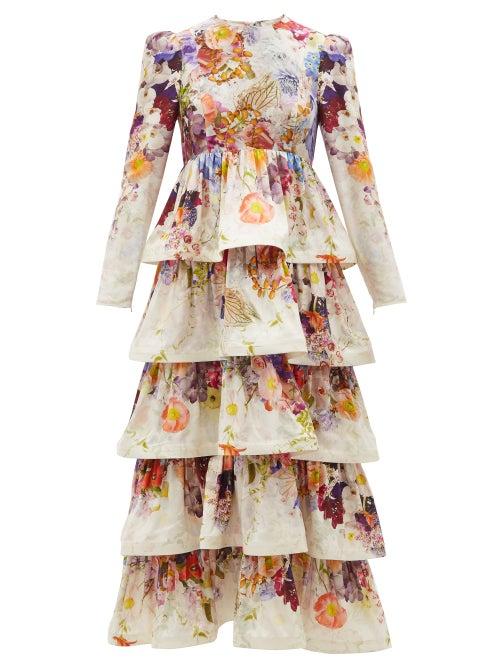Zimmermann - Prima Floral-print Tiered Midi Dress - Womens - Floral