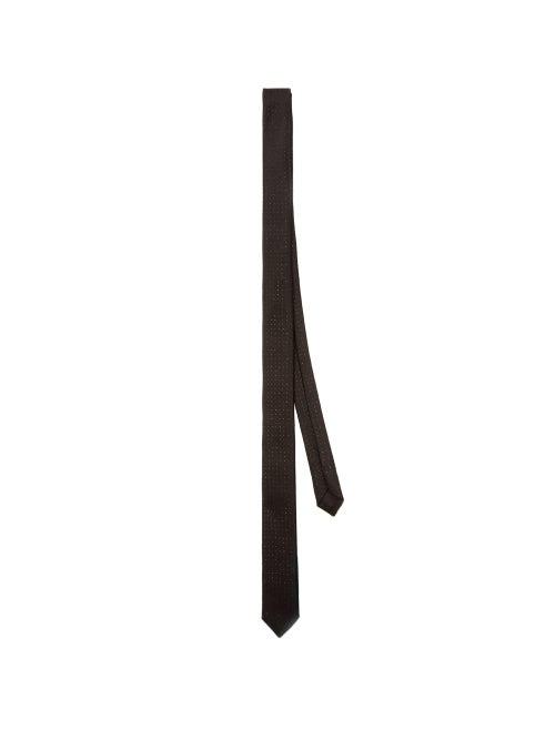 Matchesfashion.com Saint Laurent - Polka-dot Silk-blend Tie - Mens - Black