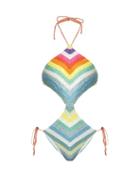 Mara Hoffman Prismatic-striped Crochet Cut-out Swimsuit