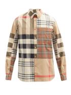 Matchesfashion.com Burberry - Check-patchwork Cotton-poplin Shirt - Mens - Beige Multi