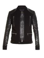 Balmain Quilted Leather-sleeved Biker Jacket