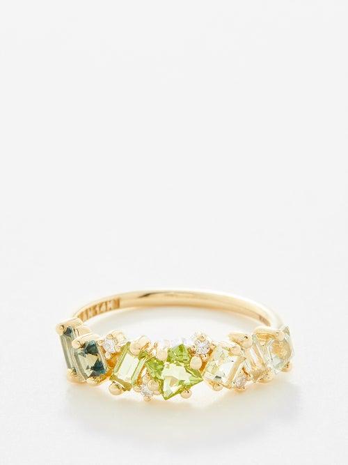 Suzanne Kalan - Diamond, Peridot, Topaz & 14kt Gold Ring - Womens - Green Multi