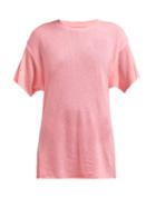 Matchesfashion.com The Elder Statesman - Cashmere And Silk Blend T Shirt - Womens - Pink