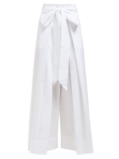 Matchesfashion.com Kalita - Tied Waist Wide Leg Cotton Poplin Trousers - Womens - White