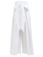 Matchesfashion.com Kalita - Tied Waist Wide Leg Cotton Poplin Trousers - Womens - White