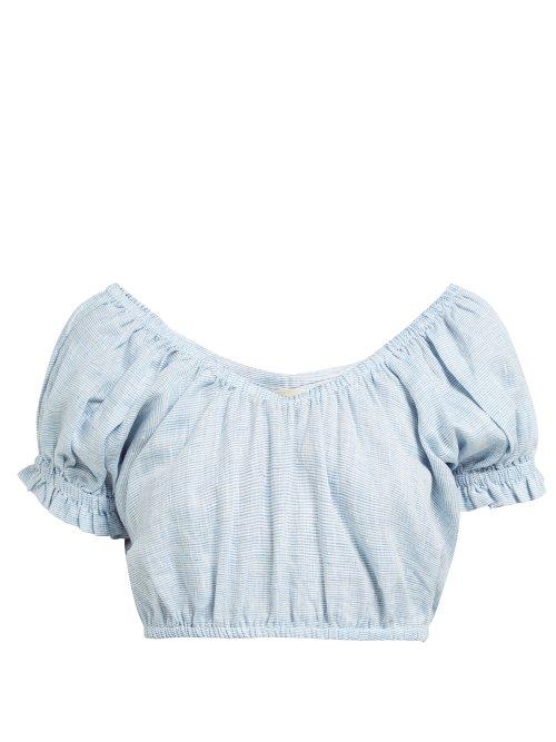 Matchesfashion.com Mara Hoffman - Lulu Striped Hemp Crop Top - Womens - Blue White