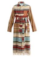 Loewe Frayed Patch-pocket Striped Robe Coat