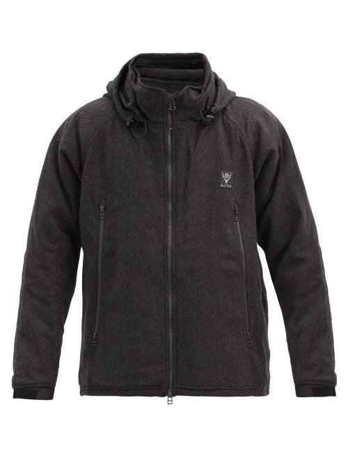 Matchesfashion.com South2 West8 - Weather Effect Hooded Wool-blend Tweed Jacket - Mens - Dark Grey