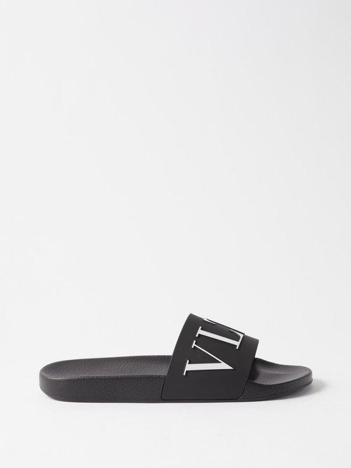 Valentino Garavani - Vltn-logo Pvc Slides - Mens - Black