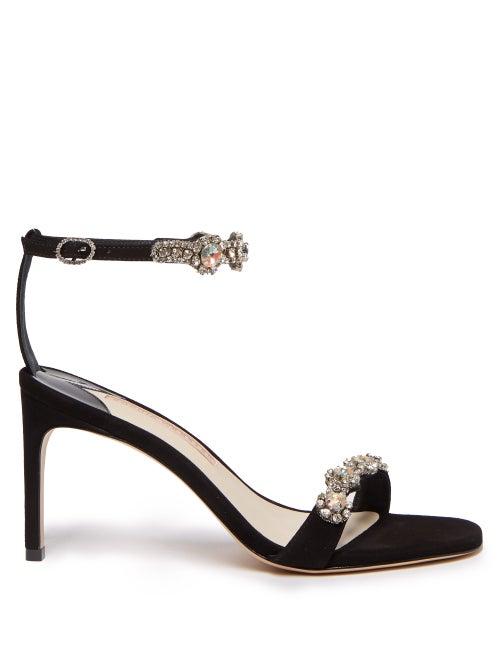 Matchesfashion.com Sophia Webster - Aaliyah Crystal Embellished Suede Sandals - Womens - Black