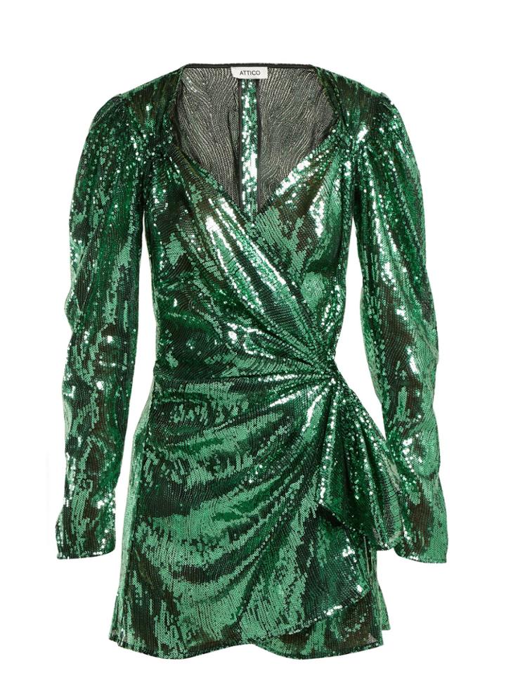 Attico Gathered Sequinned Mini Dress