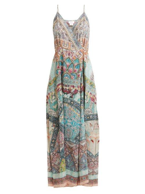 Matchesfashion.com Camilla - Sisters Of Marigold Silk Wrap Dress - Womens - Green Multi