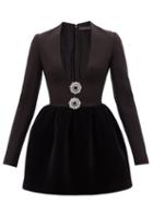 David Koma - Crystal-embellished V-neck Mini Dress - Womens - Black