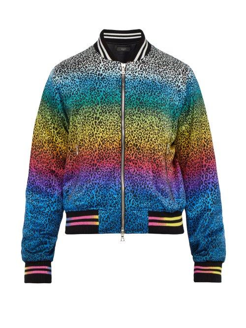 Matchesfashion.com Amiri - Leopard Print Silk Satin Bomber Jacket - Mens - Multi