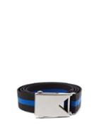 Matchesfashion.com Bottega Veneta - Striped Canvas Belt - Mens - Black Blue