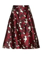 Oscar De La Renta Floral-print Silk-mikado Skirt