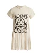 Loewe Logo-print Fringed Silk And Cotton-blend T-shirt