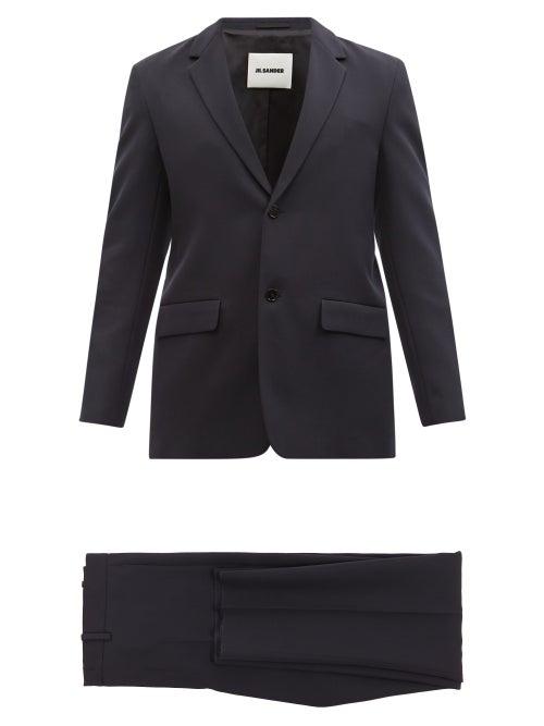 Jil Sander - Single-breasted Wool-gabardine Suit - Mens - Blue