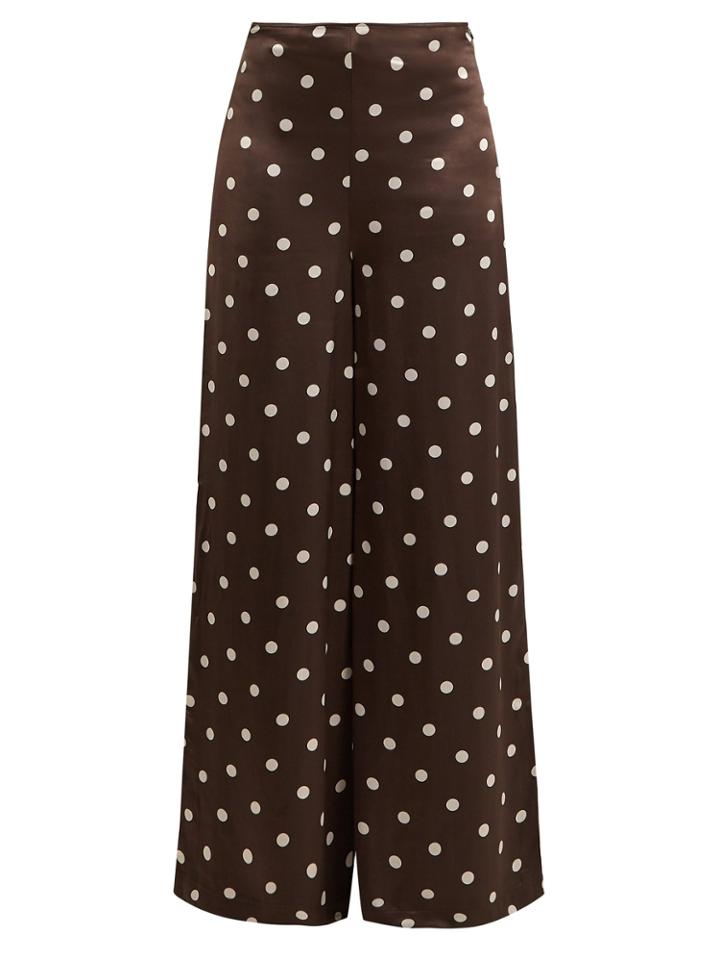 Ganni Cameron Polka Dot Wide-leg Trousers