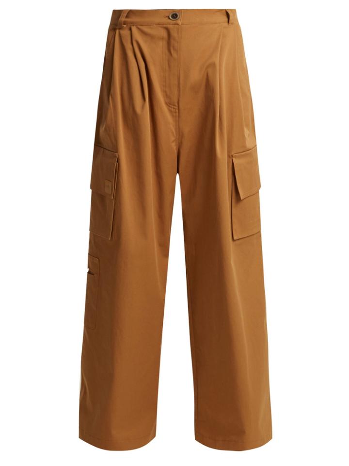 Natasha Zinko Crystal-embellished Wide-leg Cotton Trousers