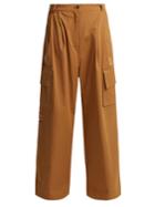 Natasha Zinko Crystal-embellished Wide-leg Cotton Trousers