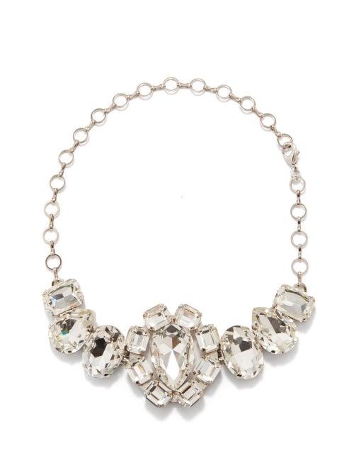 Alessandra Rich - Crystal Choker Necklace - Womens - Silver