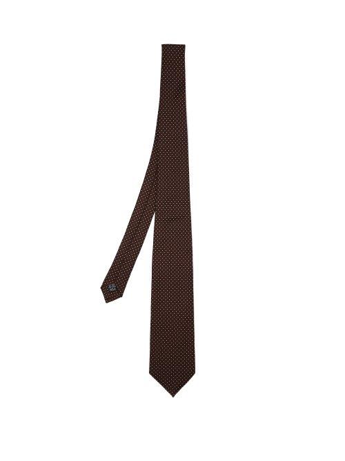 Matchesfashion.com Kilgour - Polka Dot Silk Tie - Mens - Brown
