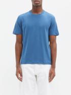Brioni - Logo-embroidered Cotton-jersey T-shirt - Mens - Blue