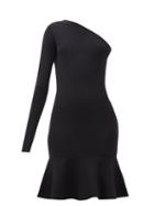 Jw Anderson - Fluted One-shoulder Stretch-knit Mini Dress - Womens - Black