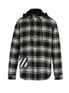 Off-white Checked Cotton-blend Hooded Shirt