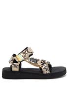Matchesfashion.com Suicoke - Depa-v2 Snake-effect Velcro-strap Sandals - Womens - White Multi