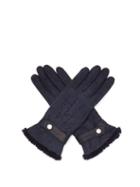 Matchesfashion.com Agnelle - Shearling Trimmed Suede Gloves - Womens - Navy