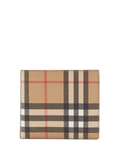 Matchesfashion.com Burberry - Checked Coated Canvas Bi Fold Wallet - Mens - Beige Multi