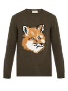 Maison Kitsuné Fox-intarsia Wool Sweater