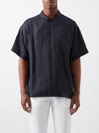 Commas - Short-sleeved Patch-pocket Linen Shirt - Mens - Black