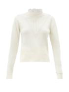 Matchesfashion.com See By Chlo - Embroidered-collar Ribbed V-panel Sweater - Womens - White