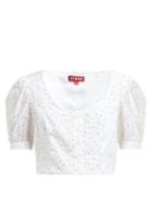 Matchesfashion.com Staud - Tibou Cropped Floral Print Top - Womens - White Multi
