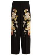 Gucci Floral-embroidered Wool-crepe Trousers