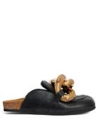 Matchesfashion.com Jw Anderson - Chain-embellished Leather Mules - Womens - Black Gold