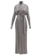 Balenciaga - Metallic Rib-knit Longline Wrap Dress - Womens - Silver