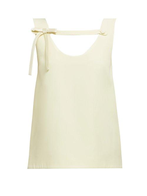 Matchesfashion.com Prada - Bow Strap Crepe Blouse - Womens - Cream