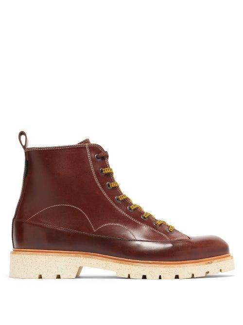 Matchesfashion.com Paul Smith - Buhl Topstitched Leather Boots - Mens - Brown